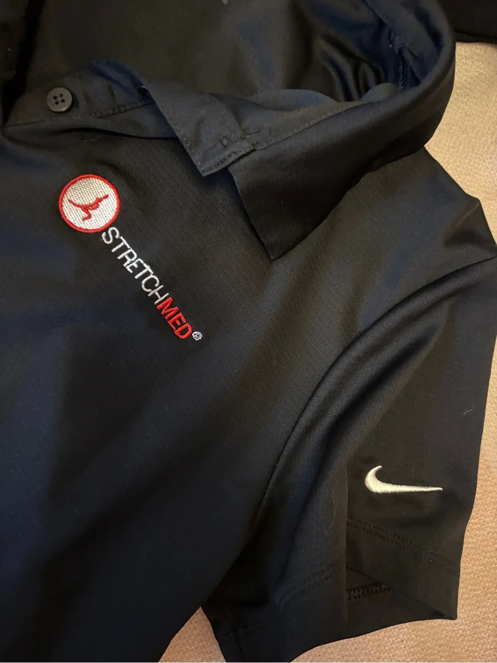 Women’s stretch Bundle Black Polo Shirts with embroidered pocket & sleeve Logo
